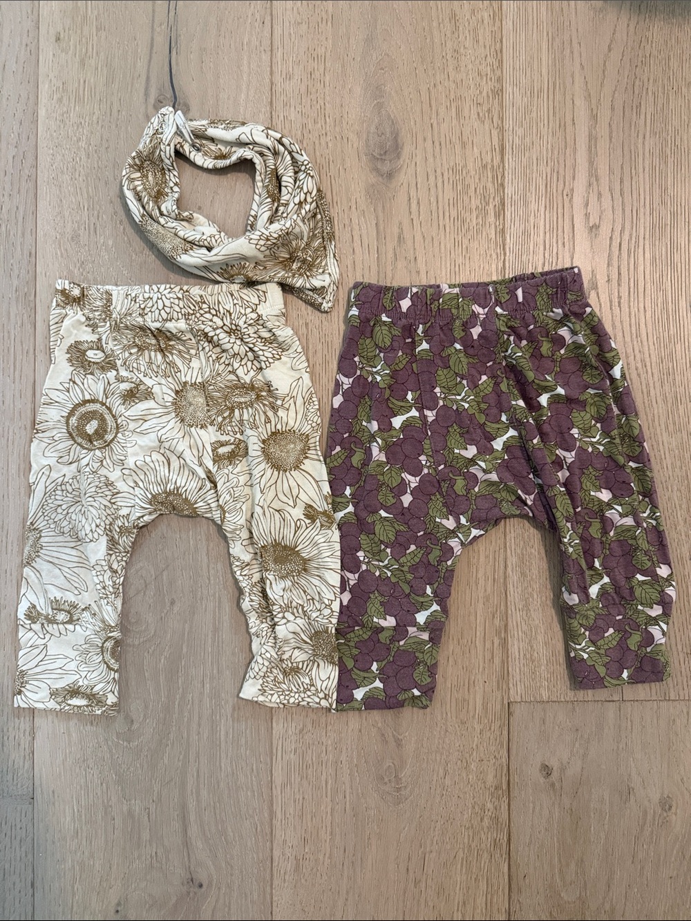 kate quinn Cream Floral & Purple Floral Stretch Baby Pants